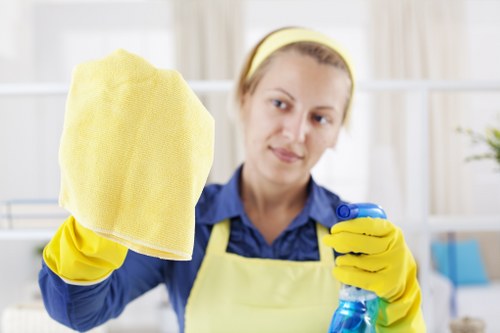 Office cleaner working in a Pimlico business reception area