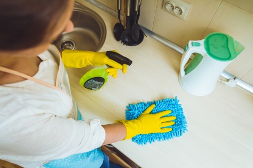 Deep cleaning service for a Pimlico flat kitchen and living space