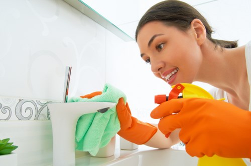Professional cleaners maintaining a retail or showroom space in Pimlico