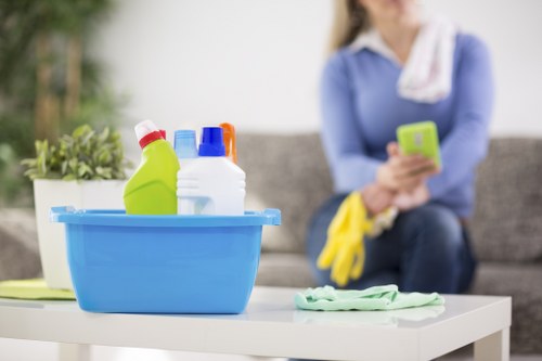 End of tenancy cleaning checklist and cleaning tools ready for a property in Pimlico