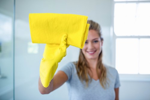 Technician treating stains during mattress cleaning in Pimlico