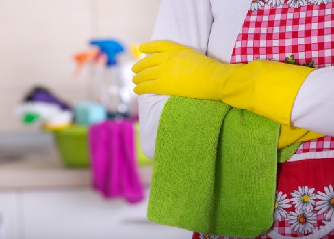Local one-off cleaning team working in a Pimlico apartment building