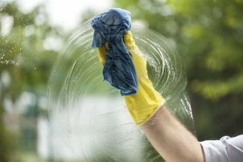 Professional cleaner detailing kitchen and bathroom surfaces in a Pimlico rental property